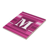 Monogram fuchsia strepen tegeltje (Zijkant)
