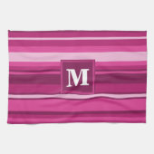 Monogram fuchsia strepen theedoek (Horizontaal)