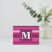 Monogram fuchsia strepen visitekaartje (Staand voorkant)