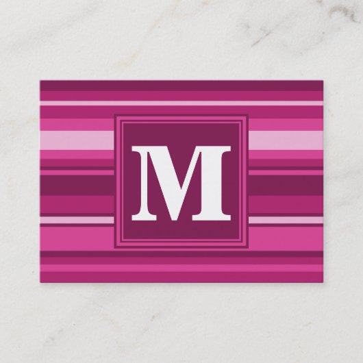Monogram fuchsia strepen visitekaartje (Voorkant)