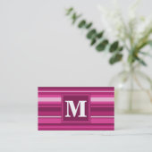 Monogram fuchsia strepen visitekaartje (Staand voorkant)