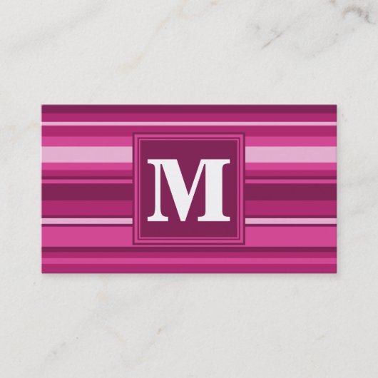 Monogram fuchsia strepen visitekaartje (Voorkant)