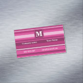 Monogram fuchsia strepen visitekaartje magneet (Voorbeeld)