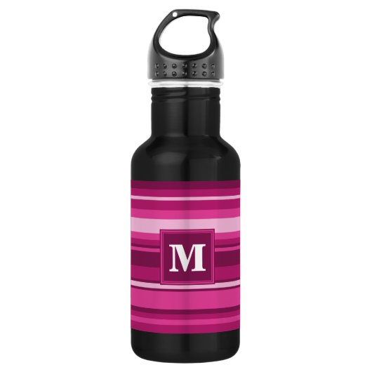 Monogram fuchsia strepen waterfles  (Voorkant)