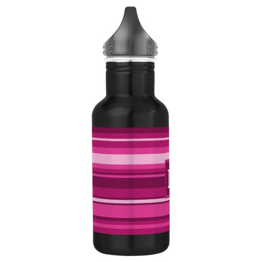 Monogram fuchsia strepen waterfles  (Links)