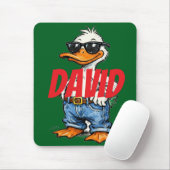Monogram fun cartoon Green Red Funny duck Muismat (Met muis)