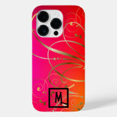 Monogram Fun en Coloful Gold Swirls Flourishes Case-Mate iPhone Case (Achterkant)