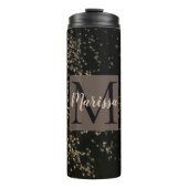 Monogram Fun Gold Confetti op Bruin Thermosbeker (Voorkant)
