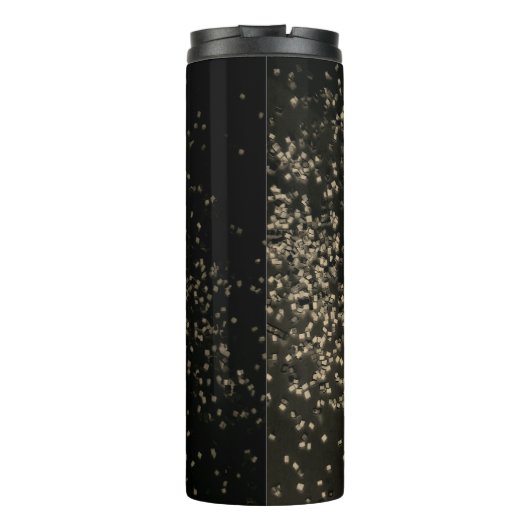 Monogram Fun Gold Confetti op Bruin Thermosbeker (Achterkant)