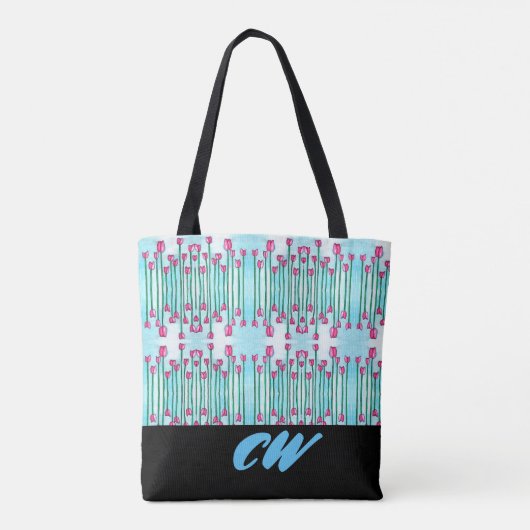 Monogram Funky Floral Boho Canvas tas (Achterkant)