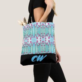 Monogram Funky Floral Boho Canvas tas