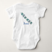 Monogram Funky Waterverf Blue Purple Flowers Romper (Achterkant)