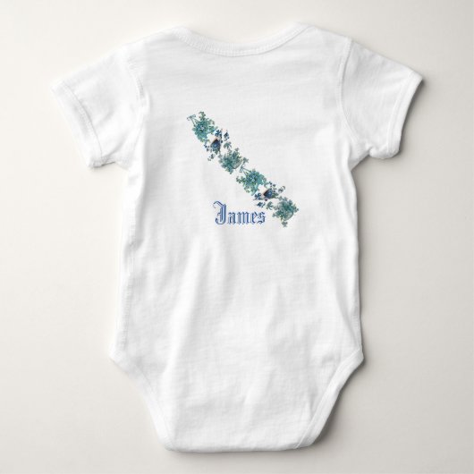 Monogram Funky Waterverf Blue Purple Flowers Romper (Achterkant)