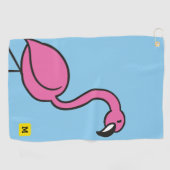 Monogram Funny Cute Pink Tropical Flamingo Golfhanddoek (Horizontaal)