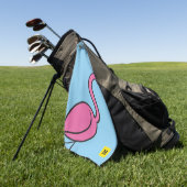 Monogram Funny Cute Pink Tropical Flamingo Golfhanddoek (Groen)