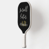 Monogram Funny  Minimalist Black White Gold Chic Pickleball Paddle (Links)