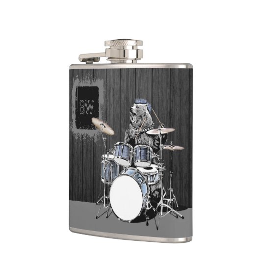 Monogram Funny Punk Rock Drummer Beer Musician Fla Heupfles (Links)