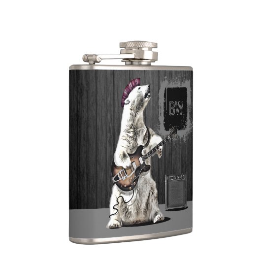 Monogram Funny Punk Rock Guitar Beer Musician Hip Heupfles (Rechts)