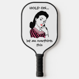 Monogram Funny Retro Woman overdenkt dit Pickleball Paddle
