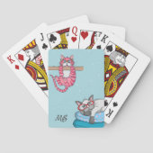 Monogram Funny Whimsical Cats Trendy Modern Pokerkaarten (Achterkant)