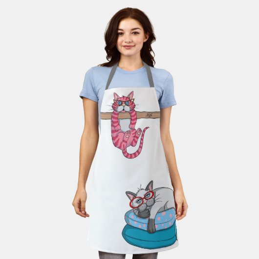 Monogram Funny Whimsical Cats Trendy Modern Schort (Gedragen)