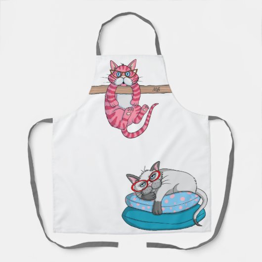 Monogram Funny Whimsical Cats Trendy Modern Schort (Voorkant)