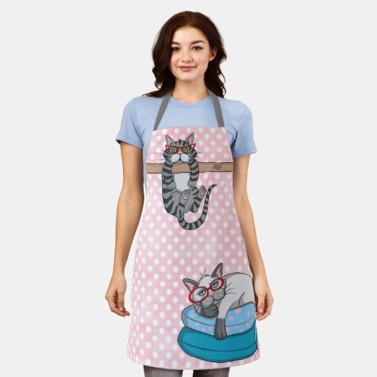 Monogram Funny Whimsical Cats Trendy Modern Schort (Gedragen)