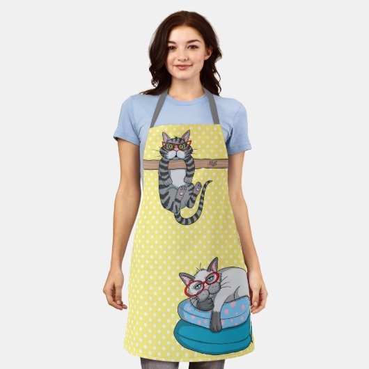 Monogram Funny Whimsical Cats Trendy Modern Schort (Gedragen)