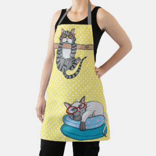 Monogram Funny Whimsical Cats Trendy Modern Schort