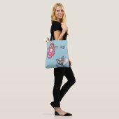 Monogram Funny Whimsical Cats Trendy Modern Tote Bag (Op model)