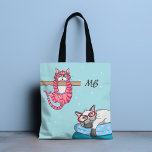 Monogram Funny Whimsical Cats Trendy Modern Tote Bag<br><div class="desc">Dit moderne ontwerp heeft twee grillige katten met een gepersonaliseerd monogram #tas #totebags #bags #monogram #personalizedgifts</div>