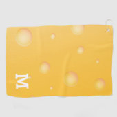 Monogram Funny Yellow Swiss Cheese Pattern Golfhanddoek (Horizontaal)