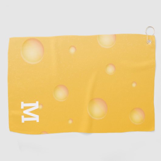 Monogram Funny Yellow Swiss Cheese Pattern Golfhanddoek (Horizontaal)