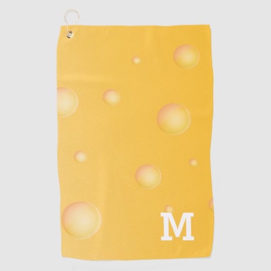 Monogram Funny Yellow Swiss Cheese Pattern Golfhanddoek (Voorkant)