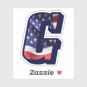 Monogram G American Flag Letter Initiaal USA Vinyl Sticker (Vel)