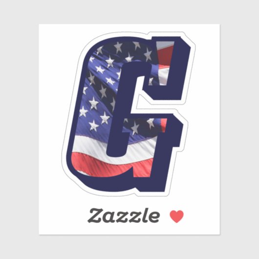 Monogram G American Flag Letter Initiaal USA Vinyl Sticker (Vel)