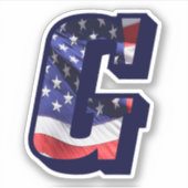 Monogram G American Flag Letter Initiaal USA Vinyl Sticker (Voorkant)