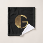 Monogram G Black en Gold Kijk Elegant Typografie Bad Handdoek (Wasdoekje)