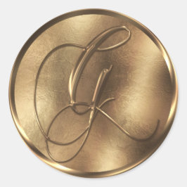 Monogram G Bronze Weddenschap Ronde Sticker