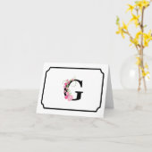 Monogram G Floral Note Kaart (Gele Bloem)