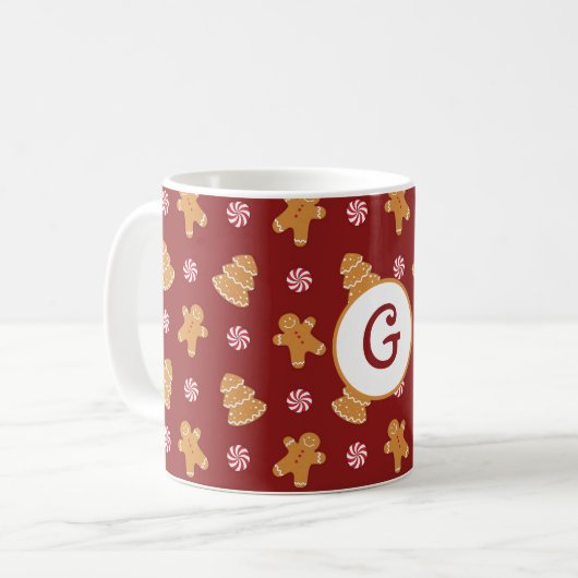 Monogram "G" Gingerbrood Cookie kerstMok Koffiemok (Voorkant links)