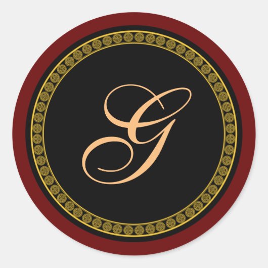 Monogram "G" goudkleurig script Ronde Sticker (Voorkant)