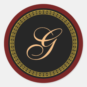 Monogram "G" goudkleurig script Ronde Sticker