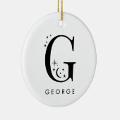 Monogram G Hemelse Naam Keramisch Ornament (Rechts)