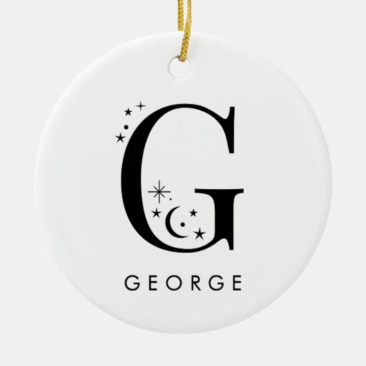 Monogram G Hemelse Naam Keramisch Ornament (Voorkant)