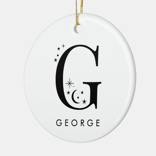 Monogram G Hemelse Naam Keramisch Ornament (Links)