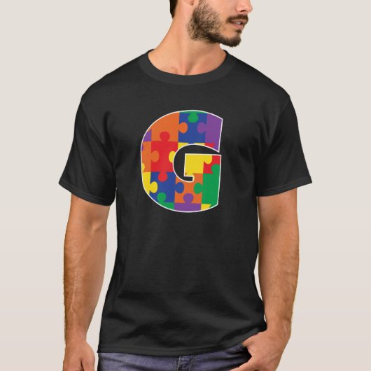 Monogram G in meerdere stukken van de Puzzle van d T-shirt (Voorkant)