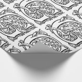 Monogram G Initiaal Black en White Floral Pattern Cadeaupapier (Hoek)