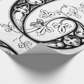 Monogram G Initiaal Black en White Floral Pattern Cadeaupapier (Hoek)