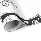 Monogram G Initiaal Black en White Floral Pattern Cadeaupapier (Rol Hoek)